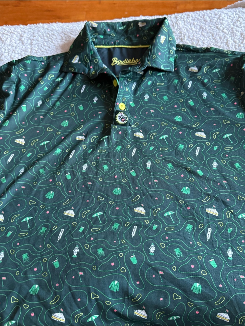 Birdieboss Augusta featured Men’s Dark Green Printed Golf Polo Shirt